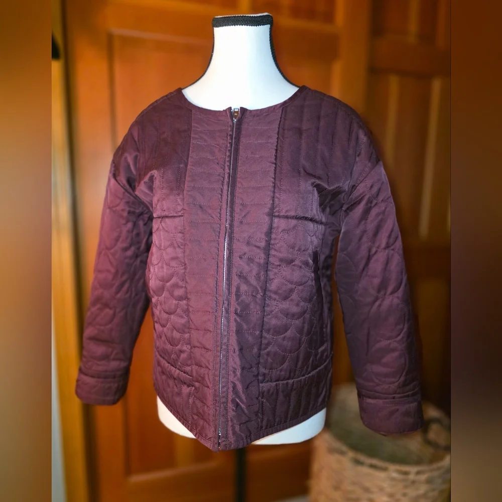 J.CREW Classic Burgundy Wine Quilted Jacket Size XS - Picture 1 of 11